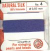 2 Meters of #4 Blue Griffin Silk Cord with Fixed Needle